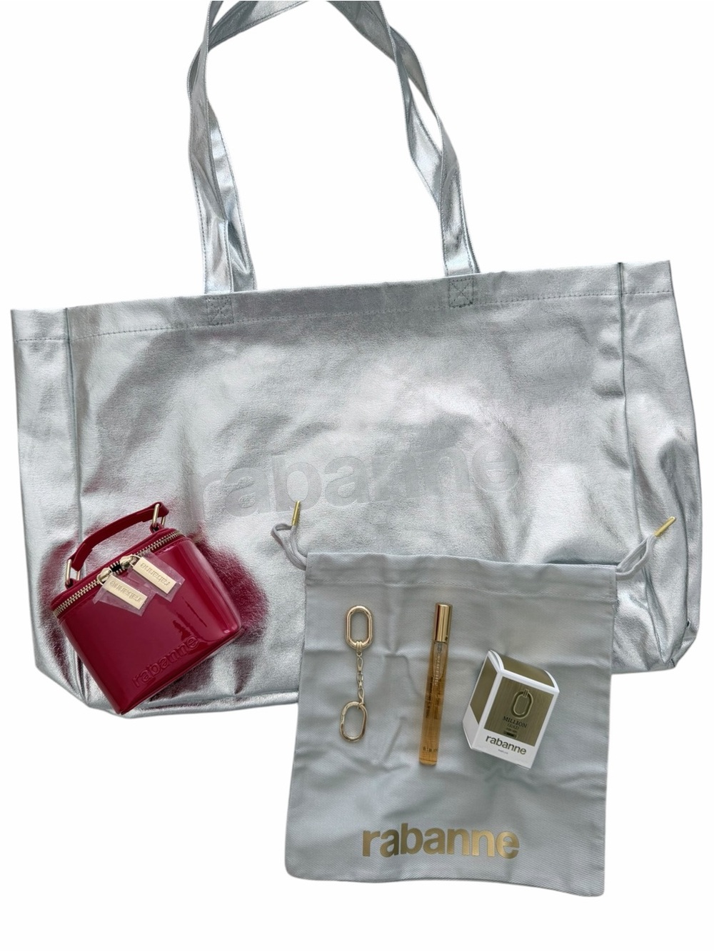 Rabanne Million Gold for Her Gift Set Tote Bag Pouch Mini Perfume & Accessories